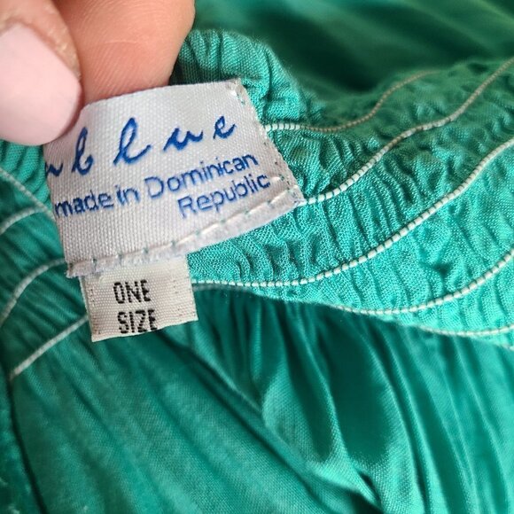 Bamblue Turquoise Beaded Bib Halter Rayon Dress - Picture 5 of 6